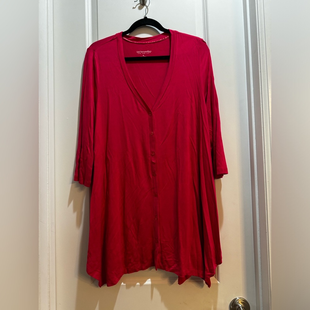 Soft Surroundings Light Weight Buttoned Asymmetri… - image 5